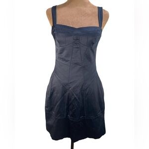 Mango Moments Gothic Chic‎ Structured Black Cocktail Mini Dress Size 4 LBD Sleek